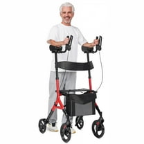 Maxkare Upright Rollator Walker with 5 3 Adjustable Height, Folding Stand Up Walker with Large 360° Swivel Wheels, 19.7" Seat, 300lbs