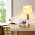 thumbnail image 2 of Lámpara de noche Lámpara de mesita de noche cilíndrica de madera ajustable para dormitorio Sala de estar Oficina Bombilla tricolor de 12 W Enchufe de la UE 8031 Beige, 2 of 12