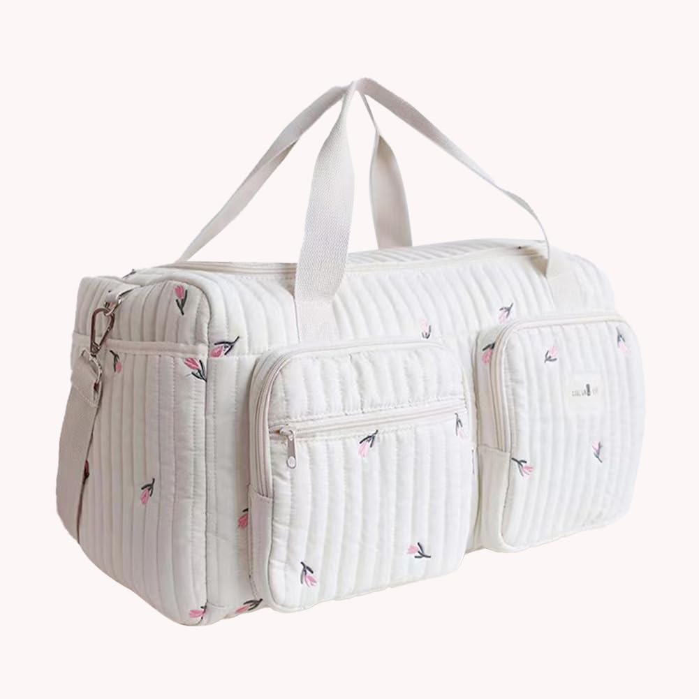 SPEKSEE Quilted Diaper Bag Large Capacity Duffle Bag Weekender Bag for Hospital and Weekender Travel