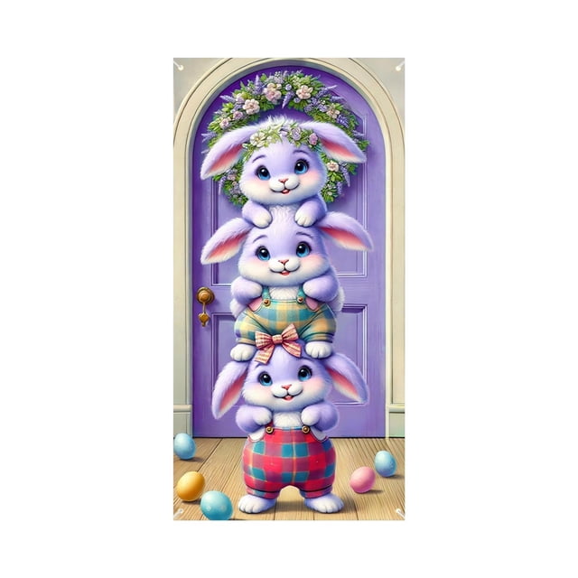 Décoration de Porte 复活节 180 cm x 90 cm Rideau de Fête en Polyester pour Porte d'Entrée, Mur Ou Jardin