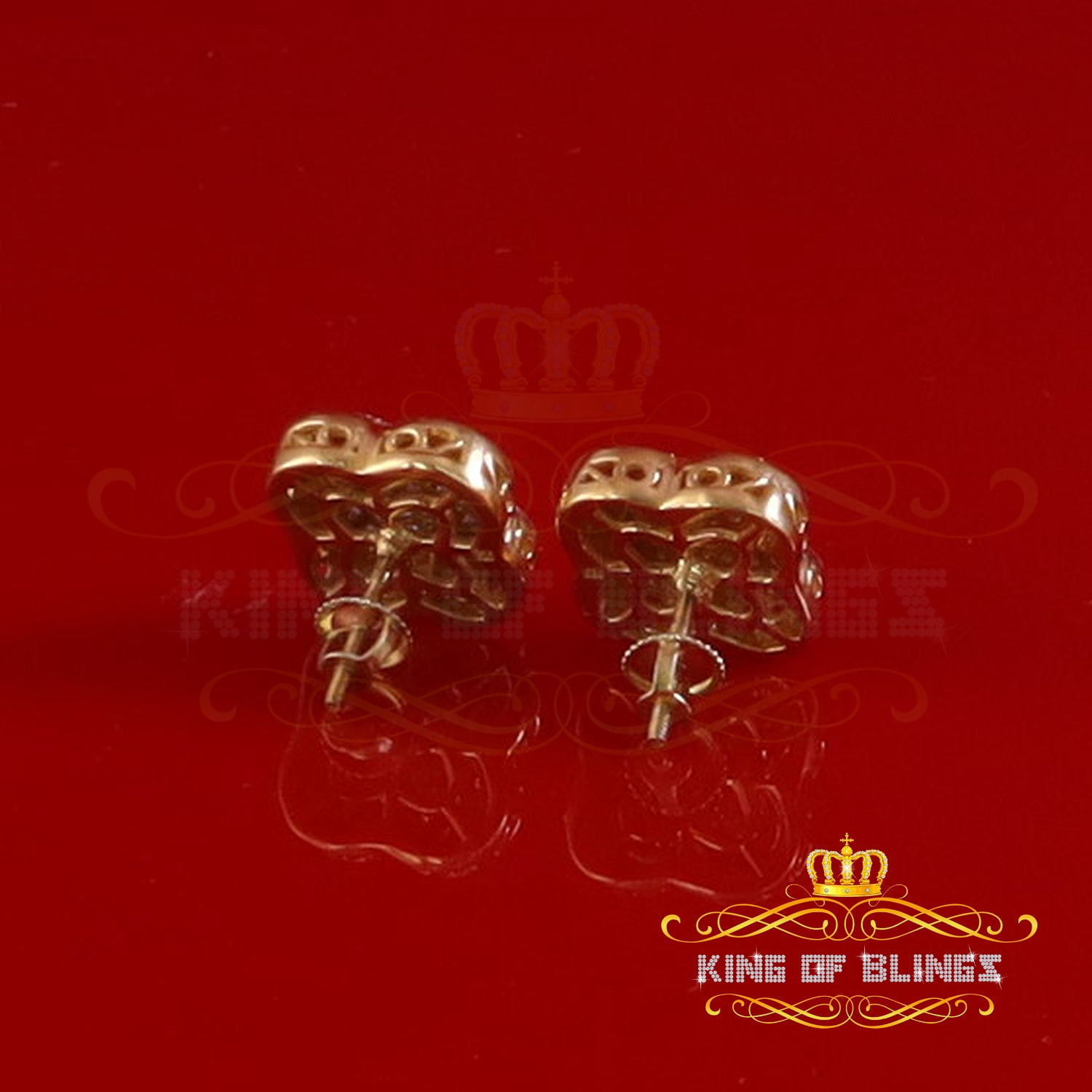 King of Bling's 1.00 ct VVS 'D' Moissanite Mens/Womens 925 Silver Yellow Stud Earrings