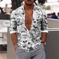 thumbnail image 4 of Camisas con estampado de mariposas Harajuku para hombre, nueva blusa holgada de manga larga con estampado de flores en 3D, blusas de calle de moda para hombre, 4 of 5