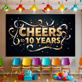 thumbnail image 6 of LUUFILx 10th Anniversary Backdrop Banner Cheers to 10 Years Anniversary Decorations Party Supplies Celebration Event Photography Props Background Elegant Décor, 6 of 8