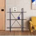 thumbnail image 5 of Davee 3-Tier Display and Etagere Bookcase in Antique Walnut Wood Color and Black Frame, 5 of 7