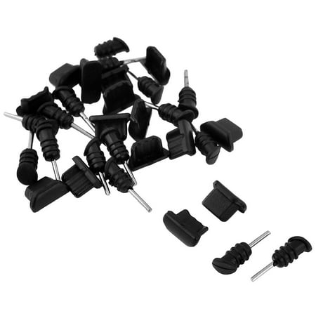 15 Pcs Anti Dust Black Soft Plastic Dock Cover Micro USB Port Ear