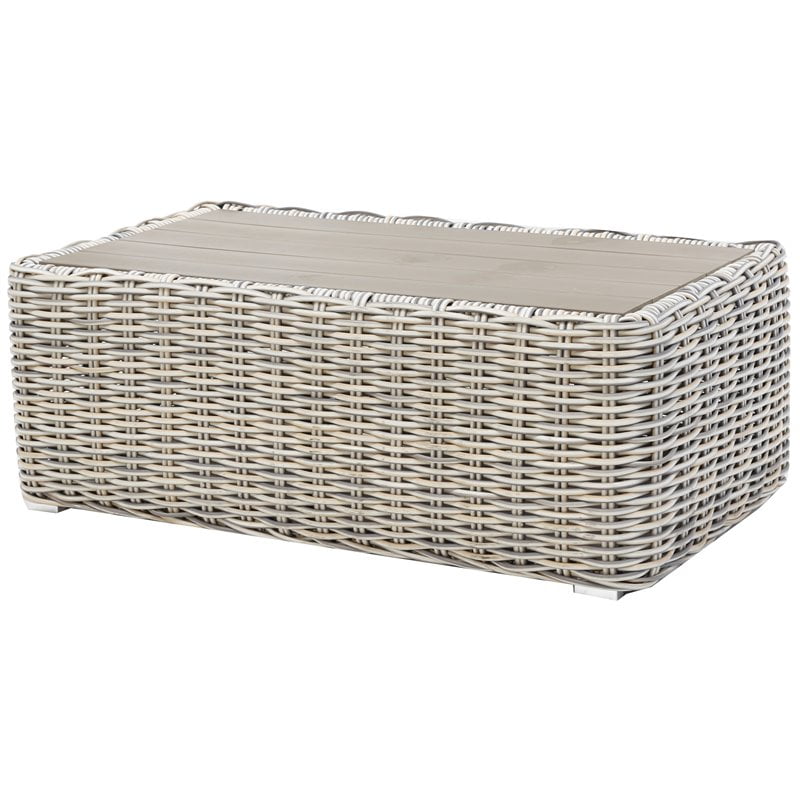 Hawaii ThreeTone Wicker Gray/Off White/Beige Coffee Table