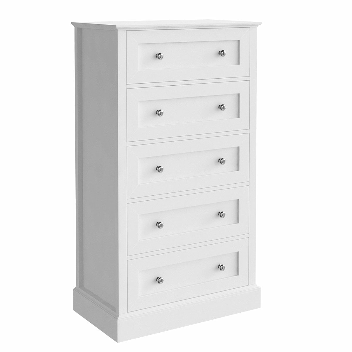 Homfa 5 Drawer White Dresser, Tall Storage Chest of Drawers for