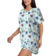 thumbnail image 2 of Wukai Turtle Women's Pajama Set,Short-Sleeve Top and Shorts with Elastic Waistband and Pockets for Loungewear, Yoga, and Casual Wear-Large, 2 of 8