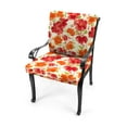 thumbnail image 2 of Jordan Manufacturing 44" x 21" Marcia Granola Red and Orange Floral and Zion Granola Red and Orange Stripe Reversible Rectangular Outdoor Chair Cushion with Ties and Hanger Loop, 2 of 12