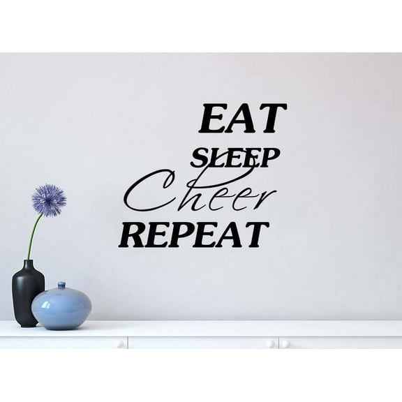 Cheer Eat Sleep 13 X 11 Music Wall Quote Baby Calligraphy Sticker Decal Art Decor Motivational Inspirational Decorative Lettering Love Hearts