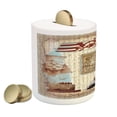 thumbnail image 2 of Egypt Piggy Bank, Eastern Heritage Egyptian Pharaoh Mummy Coffin Portrait Art Illustration, Ceramic Coin Bank Money Box for Cash Saving, 3.6" X 3.2", Redwood and Taupe, by Ambesonne, 2 of 4