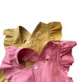 thumbnail image 4 of Little Girls Summer 2-Pieces Outfit Set Cozy Sleeveless Ruffle Button Design Loose Top Shirt + Short Elastic Band Pants Set, 4 of 5