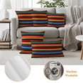 thumbnail image 6 of Mexico Stripes Outdoor Waterproof Pillow Covers, Colored Abstract Striped Orange Red Boho Decorative Square Throw Pillowcase Sofa Cushion Sham for Patio/Couch/Chair, 24"x24" 2 Pack, 6 of 8