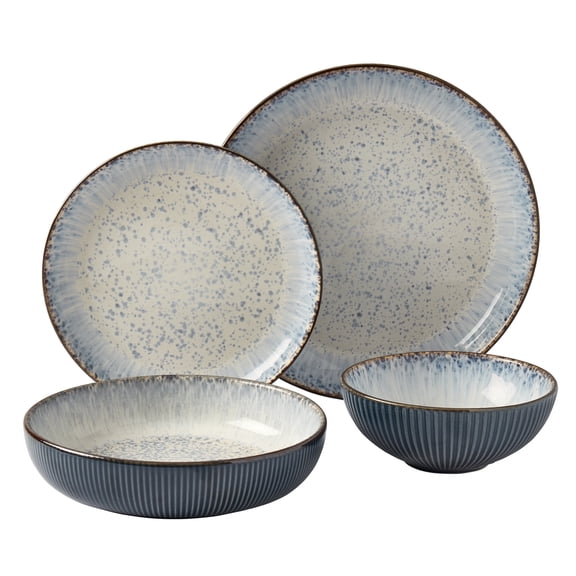 Tabletops Gallery 16 Piece Jura Smoke Stoneware Dinnerware Set, Service for 4