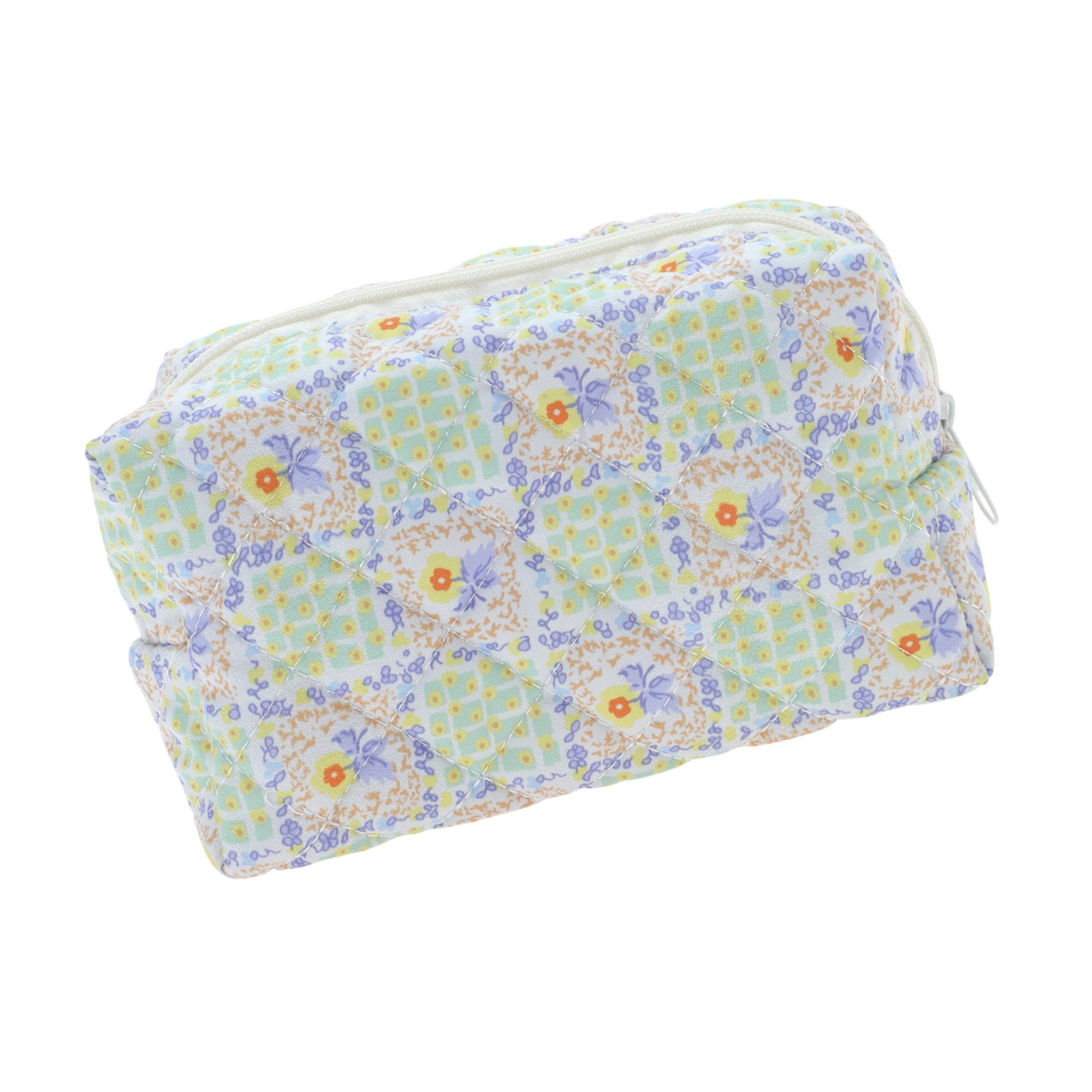 Unique Bargains Floral Quilting Makeup Bag Green 1 Pc for Travel and Storage