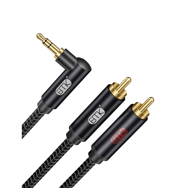 Cable EMK de 3,5 mm a 2 RCA de audio estéreo chapado en oro, 1 m