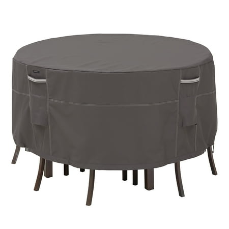 Round Table Outdoor Furniture Cover Classic Accessories Ravenna® Tall Round Patio Table & Chair Set Cover - Premium Outdoor Furniture Cover with Water Resistant Fabric, Small (55-187-015101-EC) ()