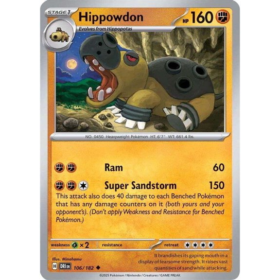 Pokemon Destined Rivals Uncommon Hippowdon #106