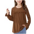 thumbnail image 5 of HAiming Girls Short Sleeve Tunic Tops Dressy Casual Loose Ruffle Round Neck T Shirts Kids Summer Soft Blouses, 5 of 9