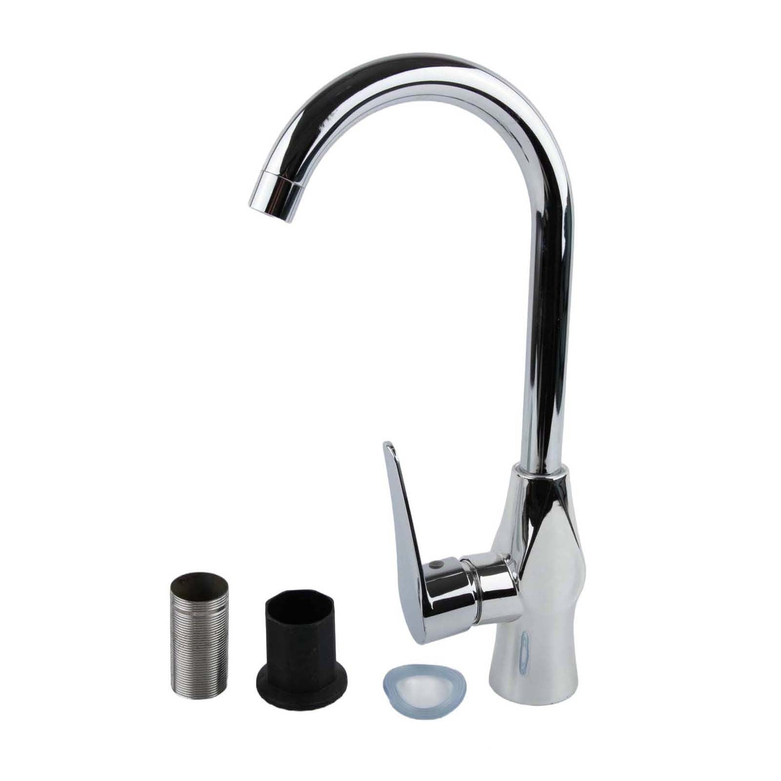 Kitchen Polished Chrome Plated Swivel Basin Sink Cold Hot Mixer Tap