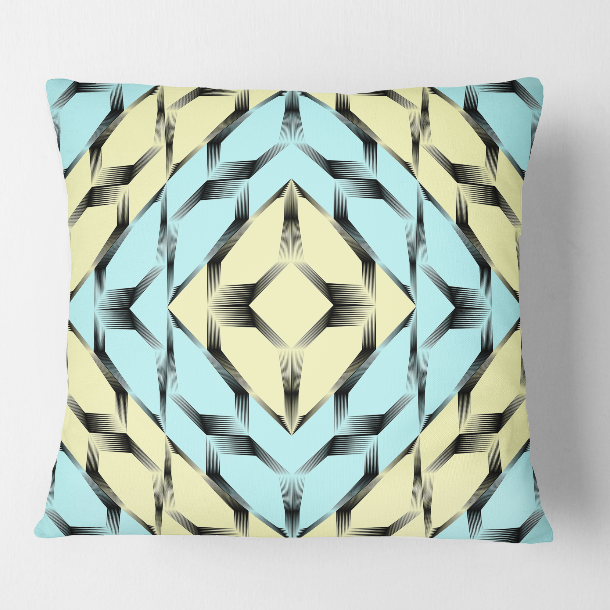 Designart Black and White Fashion Ornament' Mid-Century Modern Throw Pillow - 18x18