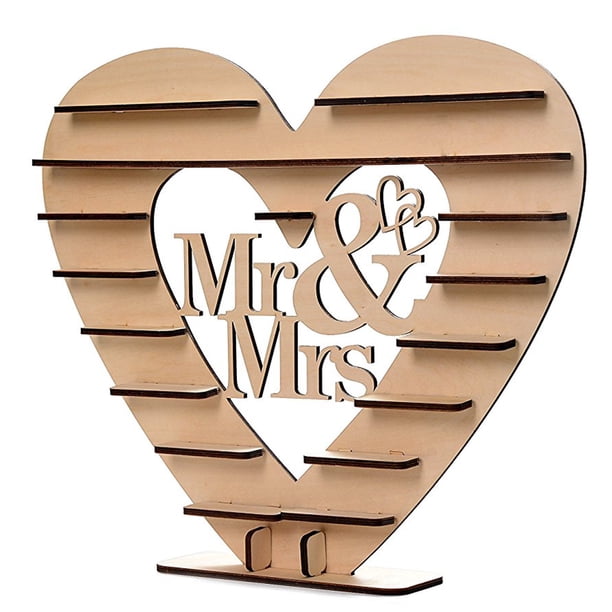 Soporte de exhibición de Chocolate Mr Mrs, madera de primera calidad, artístico Natural, fácil de instalar, decoración de árbol de corazón para festival de publicidad de boda Inevent HA011612-00B