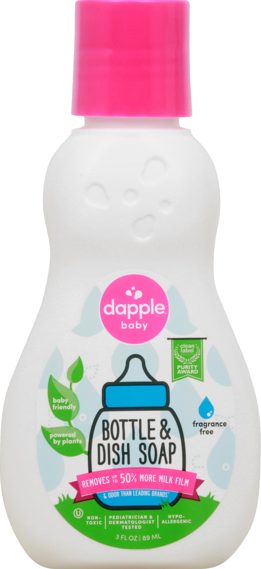 dapple Baby Bottle & Dish Liquid, Fragrance Free 3 fl oz (88.7 ml