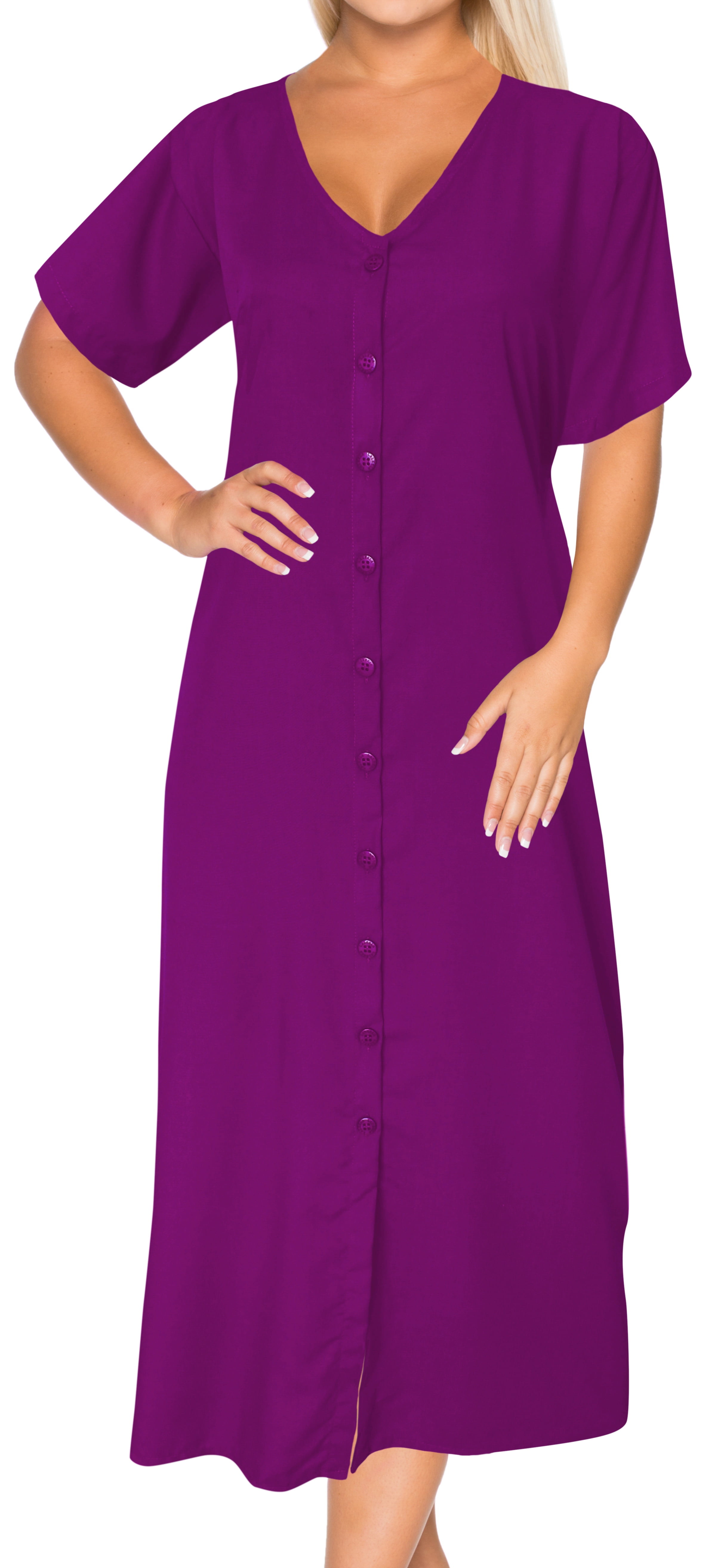 HAPPY BAY Women's Button Up Shirt Dress Beach Cover ups L-XL Purple ...