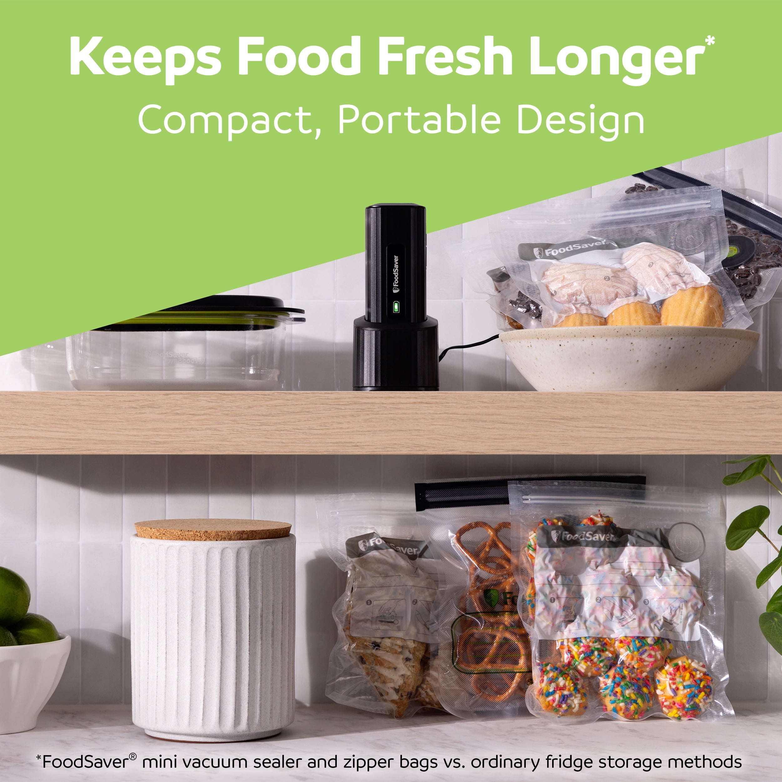 FoodSaver Cordless Mini Vacuum Sealer in Black with Starter Kit