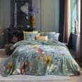 thumbnail image 1 of Ensemble de Housse de Couette en Satin de Coton Vert des Fleurs, 1 of 5