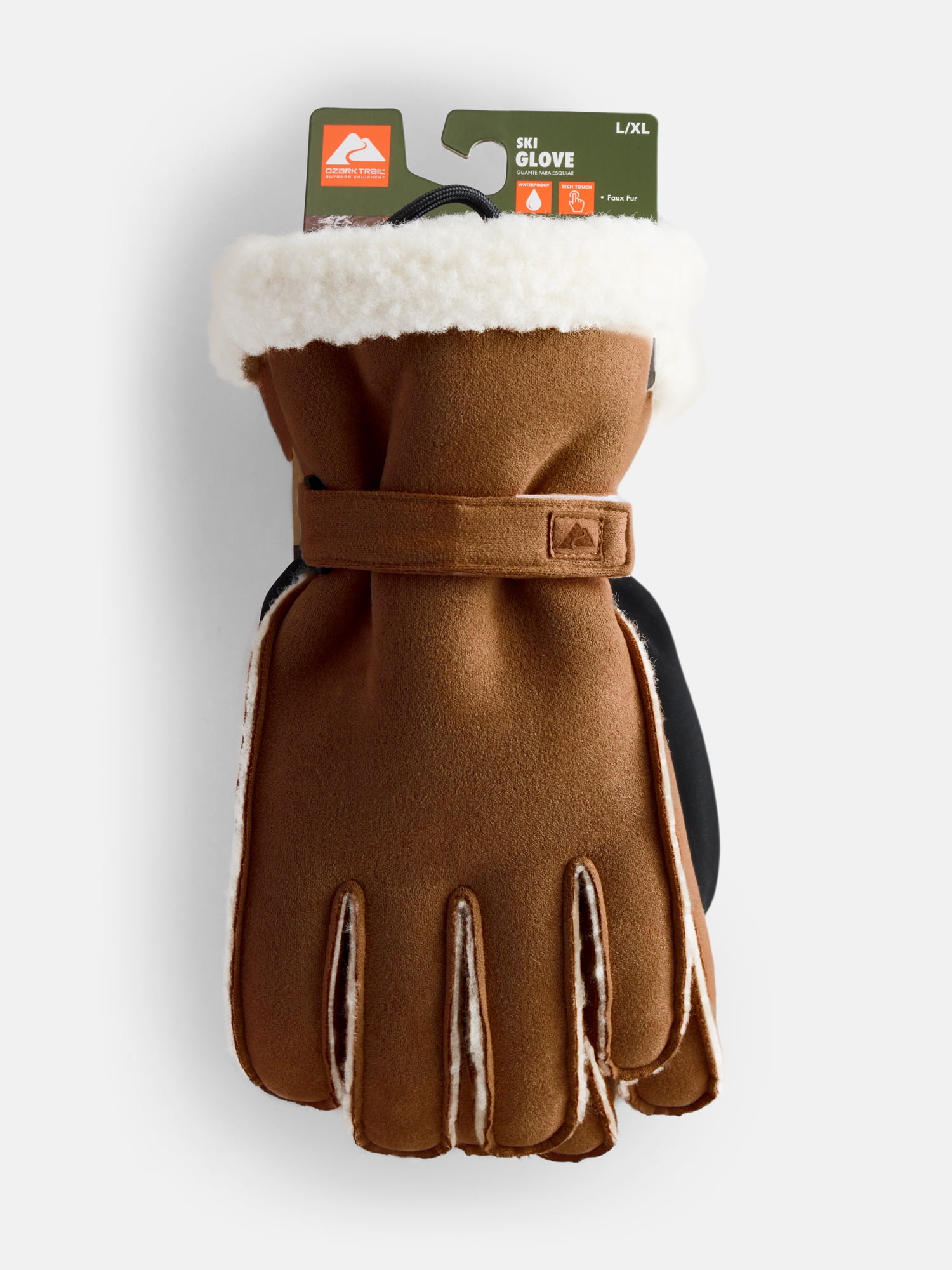 Ozark Trail Women's Faux Suede Ski Gloves, Camel, Sizes S/M