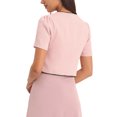 thumbnail image 3 of INSPIRE CHIC Women's Tweed Jacket Contrast Color Button Down Short Sleeve Work Office Blazer XL Pink, 3 of 6