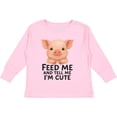 thumbnail image 3 of Inktastic Cute Pig with Apple Feed Me Quote Boys or Girls Long Sleeve Toddler T-Shirt, 3 of 5