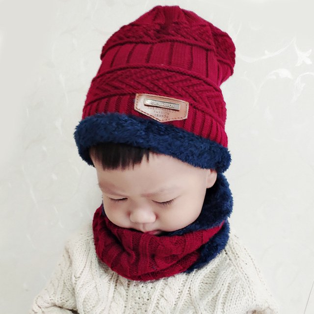 Gorro y babero de lana coreano de estilo creativo de invierno uno grueso