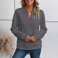 thumbnail image 3 of Quilted Sweatshirt Women Fall Casual V-Neck Long Sleeve Pullover for Travel Weekend Wear, M, 3 of 7