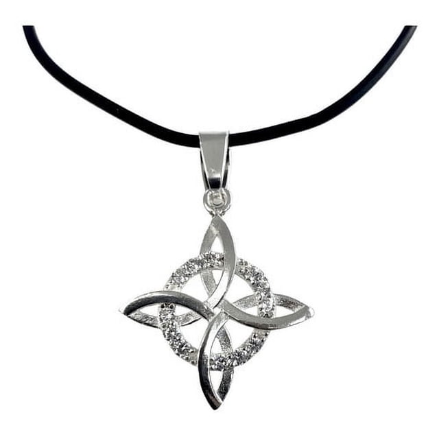 JOYARIS Collar Caucho Ajustable Nudo Bruja Plano Piedra Plata 925 DM-0000665