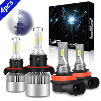 OBNDVU For Nissan Sentra 2004-2012 LED Headlight Bulbs H13 High Low Beam H11 Fog Light Set 4 Pack