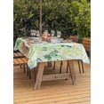 thumbnail image 4 of Rectangle Outdoor Tablecloth With Umbrella Hole And Zipper– Bandana Bow Bunny Easter Waterproof Patio Table Cover for Party, Picnic, Backyard, 60"x102" , Green Blue Watercolor Leaves, 4 of 8