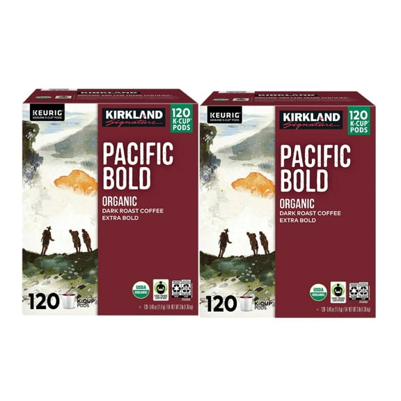 2 Pack | Kirkland Signature Coffee Organic Pacific Bold K-Cup Pod, 120 Count