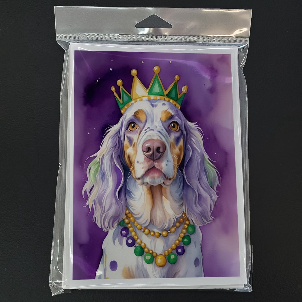 English Setter King of Mardi Gras Greeting Cards Pack of 8 7 in x 5 in
