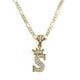 thumbnail image 1 of Cadena y dije de brillos con corona de oro laminado letra S, 1 of 7