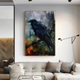 thumbnail image 3 of Pintura de acuarela de cuervo, póster impreso en lienzo, arte de pájaro de pared, imagen de cuervo oscuro para regalo de Halloween, decoración del hogar para sala de estar, Cuadros, 3 of 4
