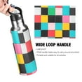 thumbnail image 4 of Yayeee 20oz Double Wall Stainless Steel Water Bottle with Flip Straw, Blue Checkered Pattern, 4 of 7