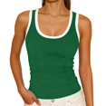 thumbnail image 7 of U Neck Ribbed Tank Top for Women Stretch Racerback Knit Vest Tops Summer Going Out Sleeveless Shirts Y2K Tanks Green 2XL, 7 of 7