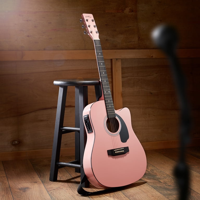 Ashthorpe 41" Acoustic Electric Cutaway Guitar, Pink photo 2