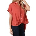 thumbnail image 3 of eVogues Women's Short Sleeve Button Down Blouse Mauve, 3 of 6