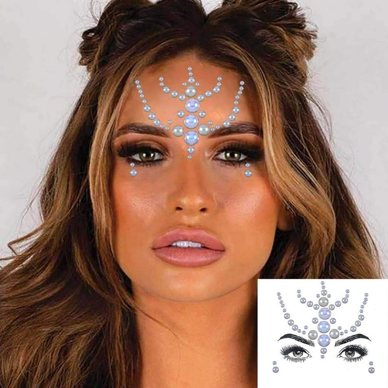Rhinestone Face Stickers Mermaid Face Gems Jewels Festival Chest Body  Jewels Temporary Tattos Crystal For Women And Girls 3 Sets (pattern 5)