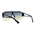 thumbnail image 2 of Mens Half Rim Flat Top Mobster Squared Shield Sunglasses Black Green Brown, 2 of 4