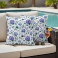 thumbnail image 5 of Blue Purple Pillow Covers 2 Pack Hydrangea Eucalyptus Leaves Country Farmhouse Pillowcase Waterproof Outdoor Throw Pillow Cover for Patio Garden Square Cushion 26”x26”, 5 of 9
