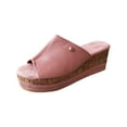 thumbnail image 4 of Lilgiuy Womens Platform Wedge Sandals Peep Toe Slip on Slide Sandals Lightweight Wedges Mules Dress Summer High Heel Slippers for Photoshot(Pink,7), 4 of 4